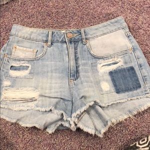 High waisted jean shorts